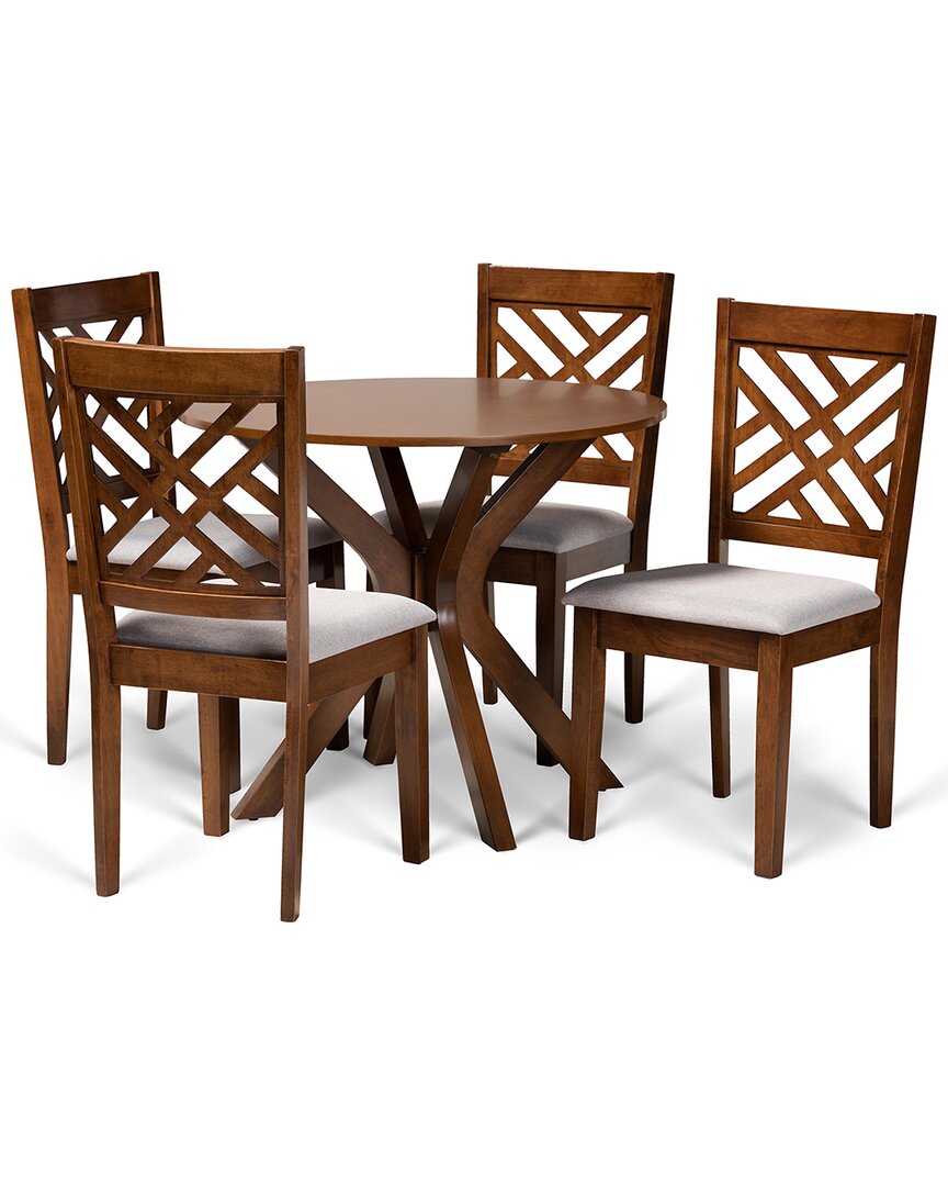 Baxton Studio Elise Modern And Contemporary Fabric Upholstered 5 Piece Dining Set In Grey