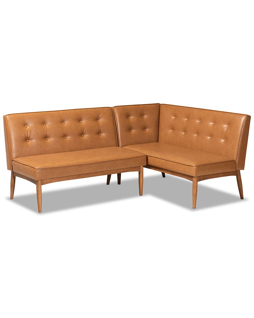 Baxton Studio Arvid 2pc Dining Corner Sofa Bench In Tan