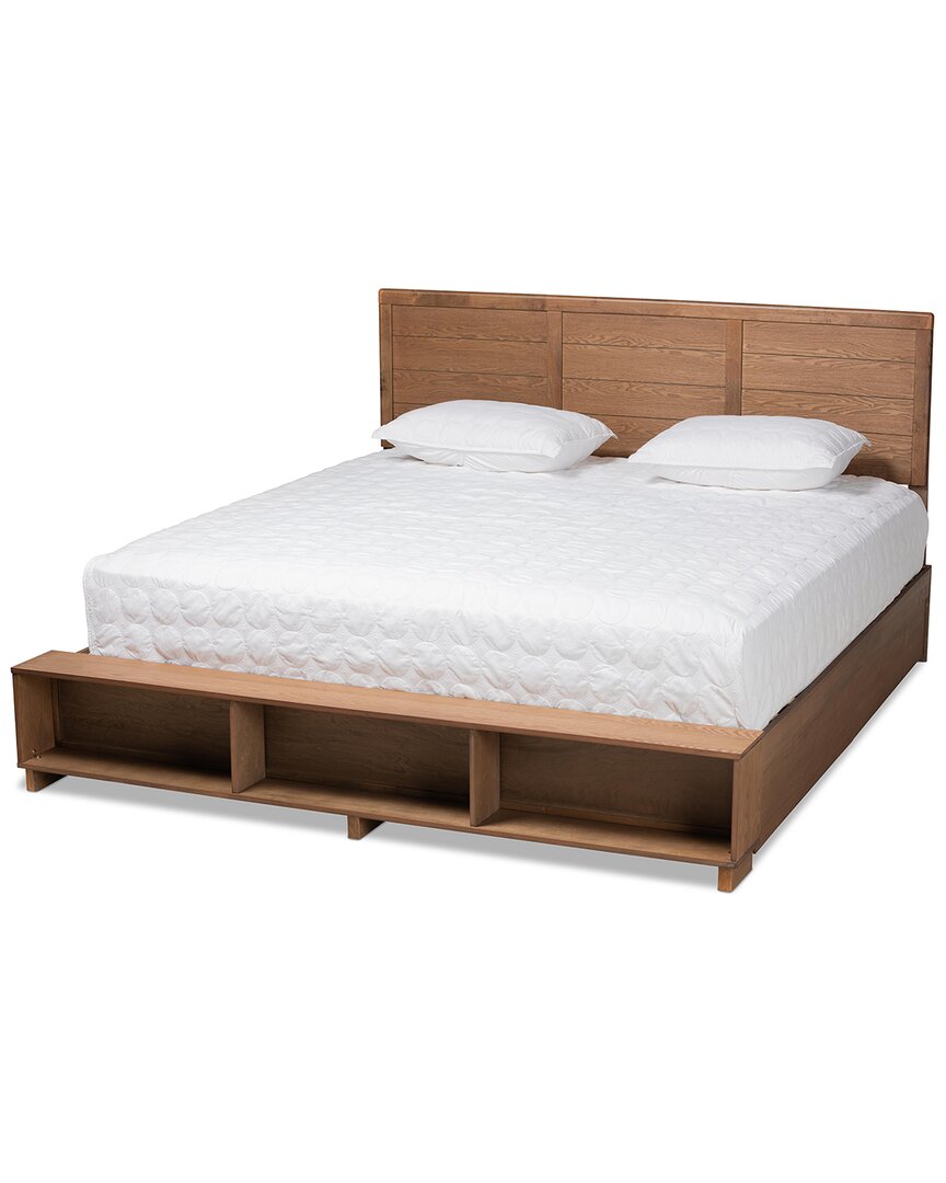 Baxton Studio Alba King 4-drawer Platform Storage Bed With Built-in Shelves In Brown