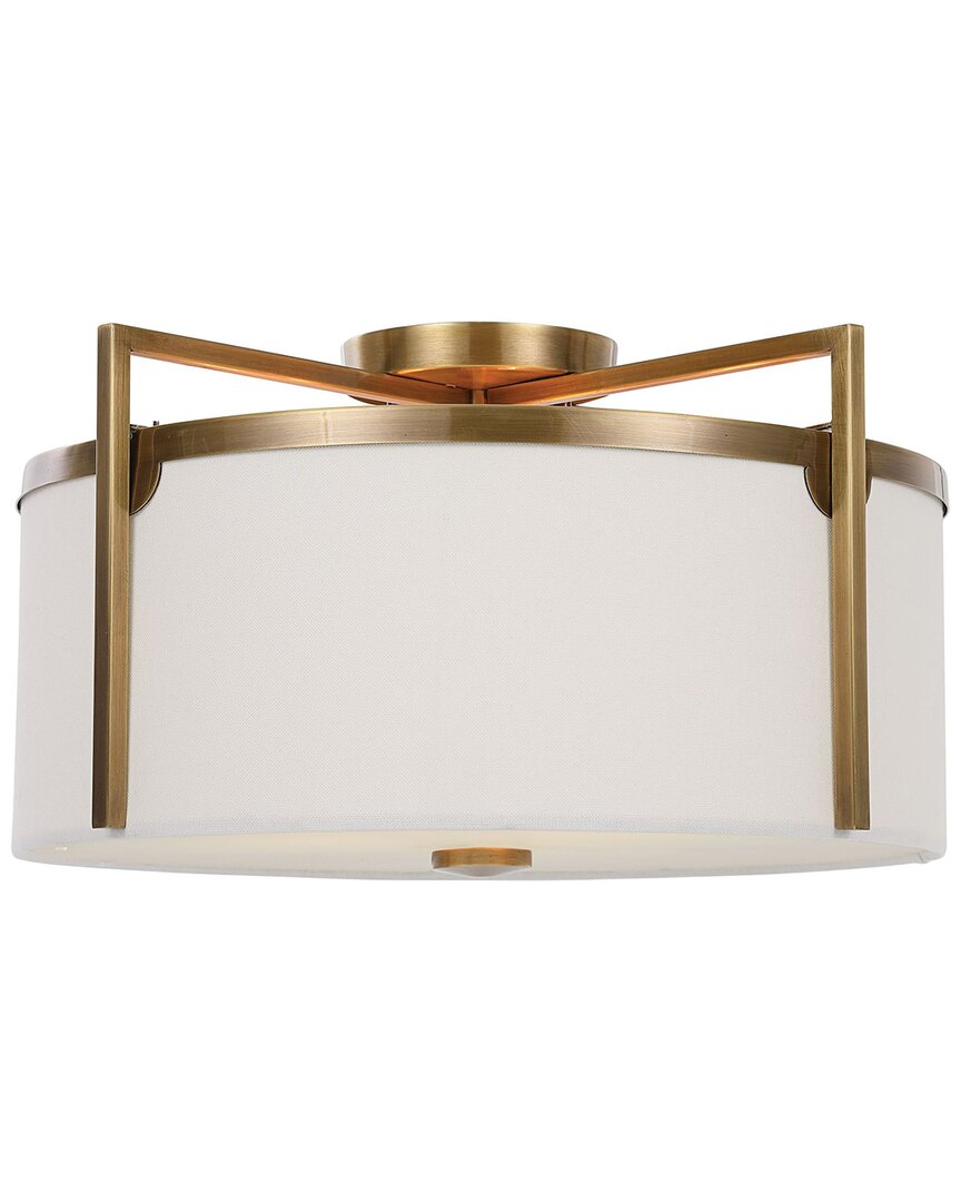 Uttermost Colfax Brass 3-light Semi Flush Mount Light In Gold