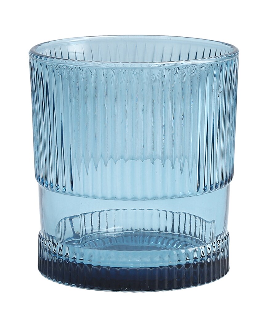 Fortessa Set Of 4 Noho 9.85oz Double Old Fashioned Glasses In Blue