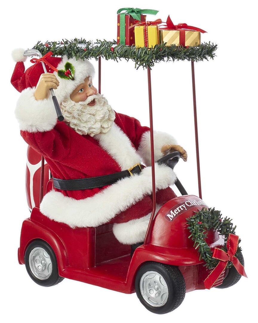Kurt Adler 11.25-inch Fabriché Santa Driving Golf Cart In Red