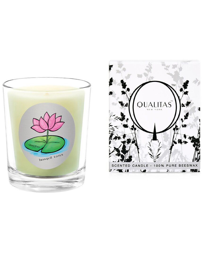 Qualitas Scented Tranquil Lotus Beeswax Candle In White