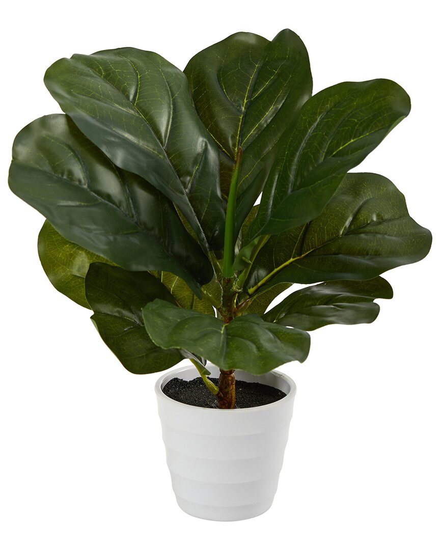 Nearly Natural 11in Fiddle Leaf Artificial Plant In Planter (real Touch) In Green