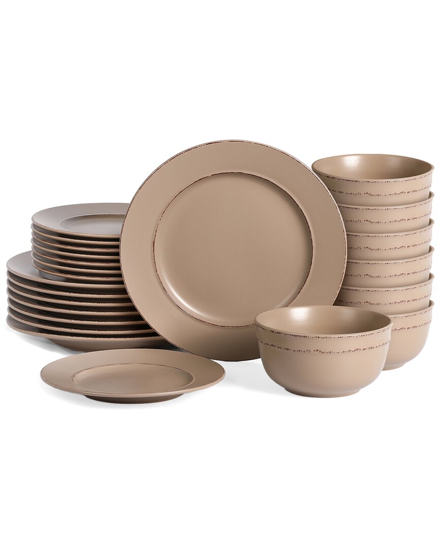 Earth & Clay Hazel 12pc Stoneware Dinnerware Set In Brown