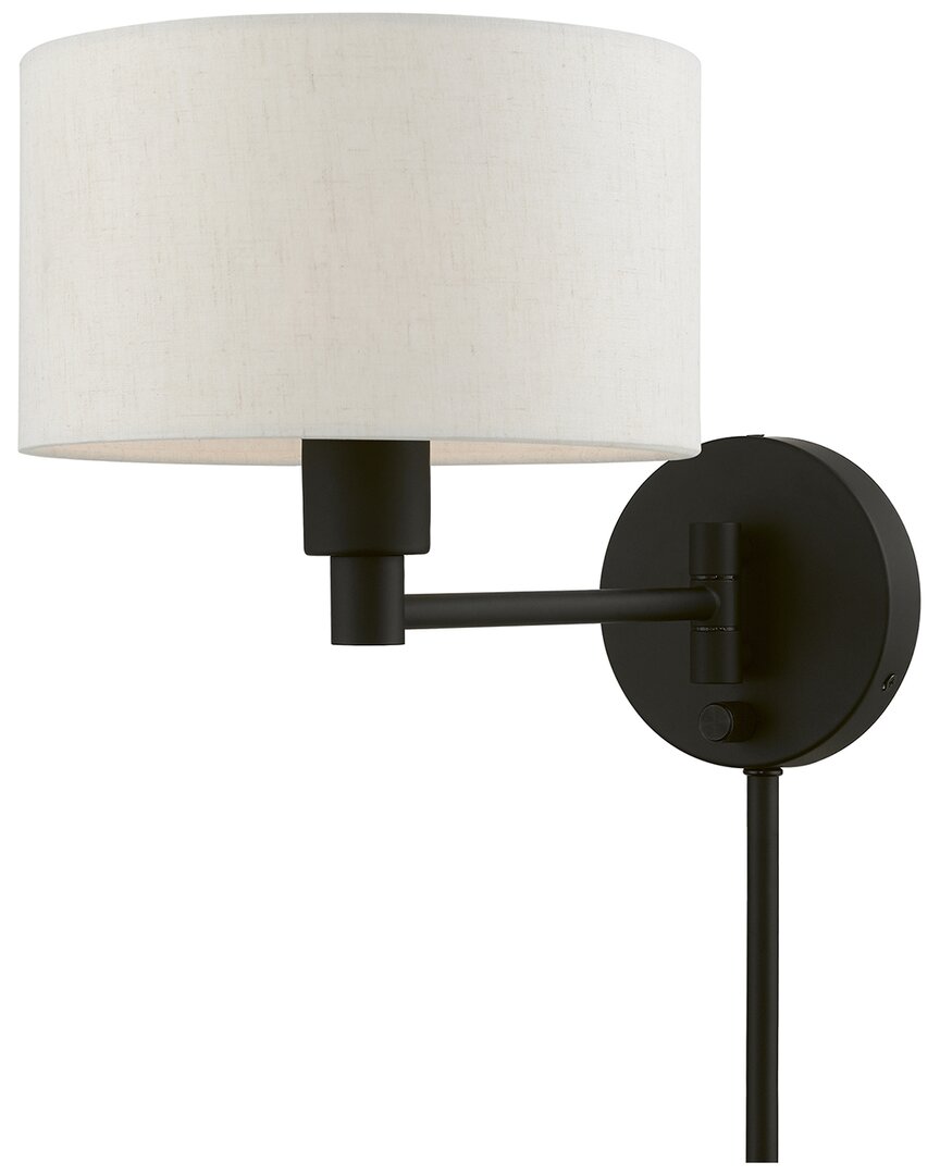 Livex Lighting 1 Light Black Swing Arm Wall Lamp In Black