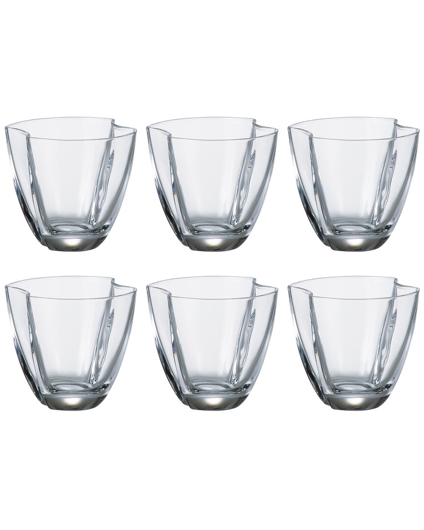 Barski Set Of 6 Crystal Double Old Fashioned Glasses In Transparent