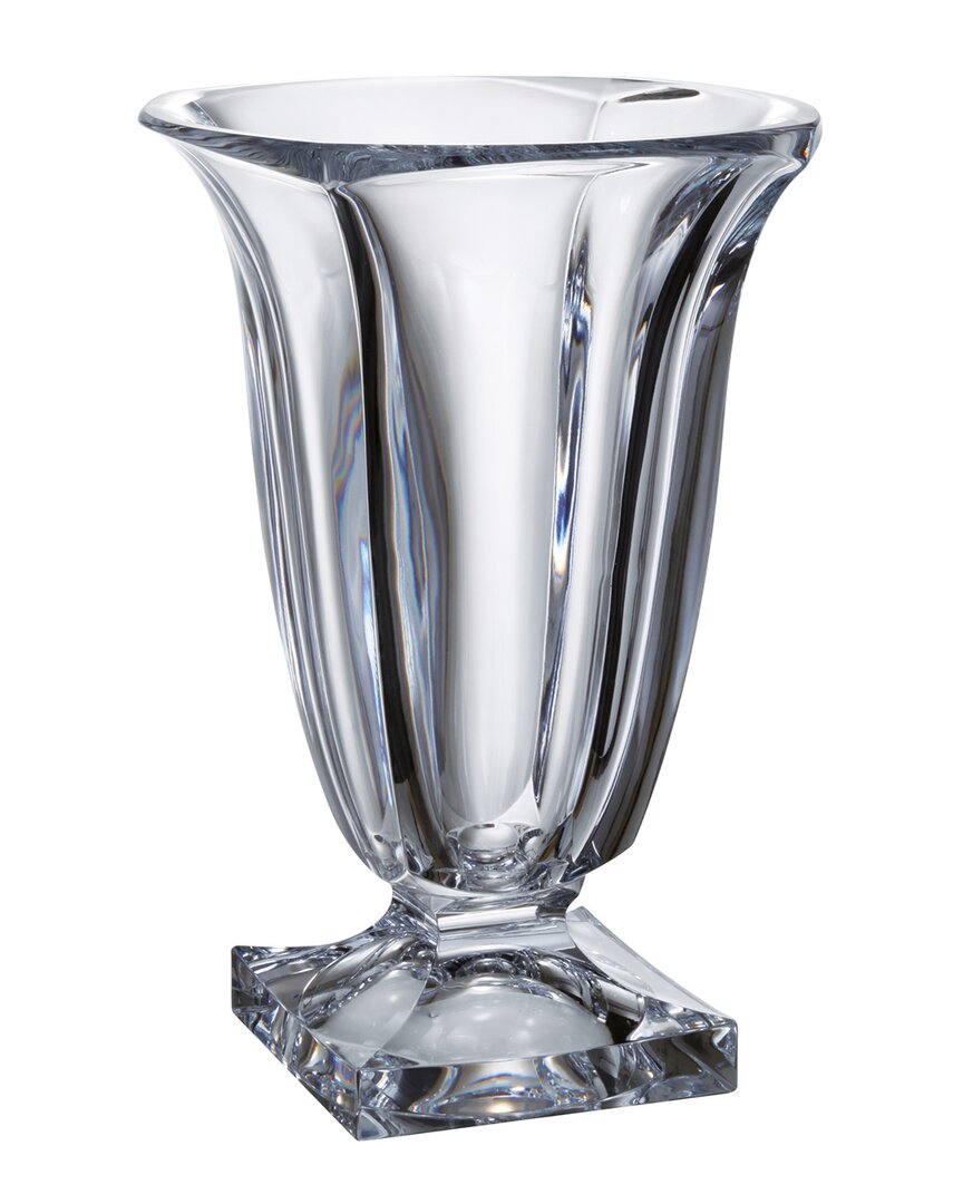 Barski Crystalline 11.5in Footed Vase In Transparent