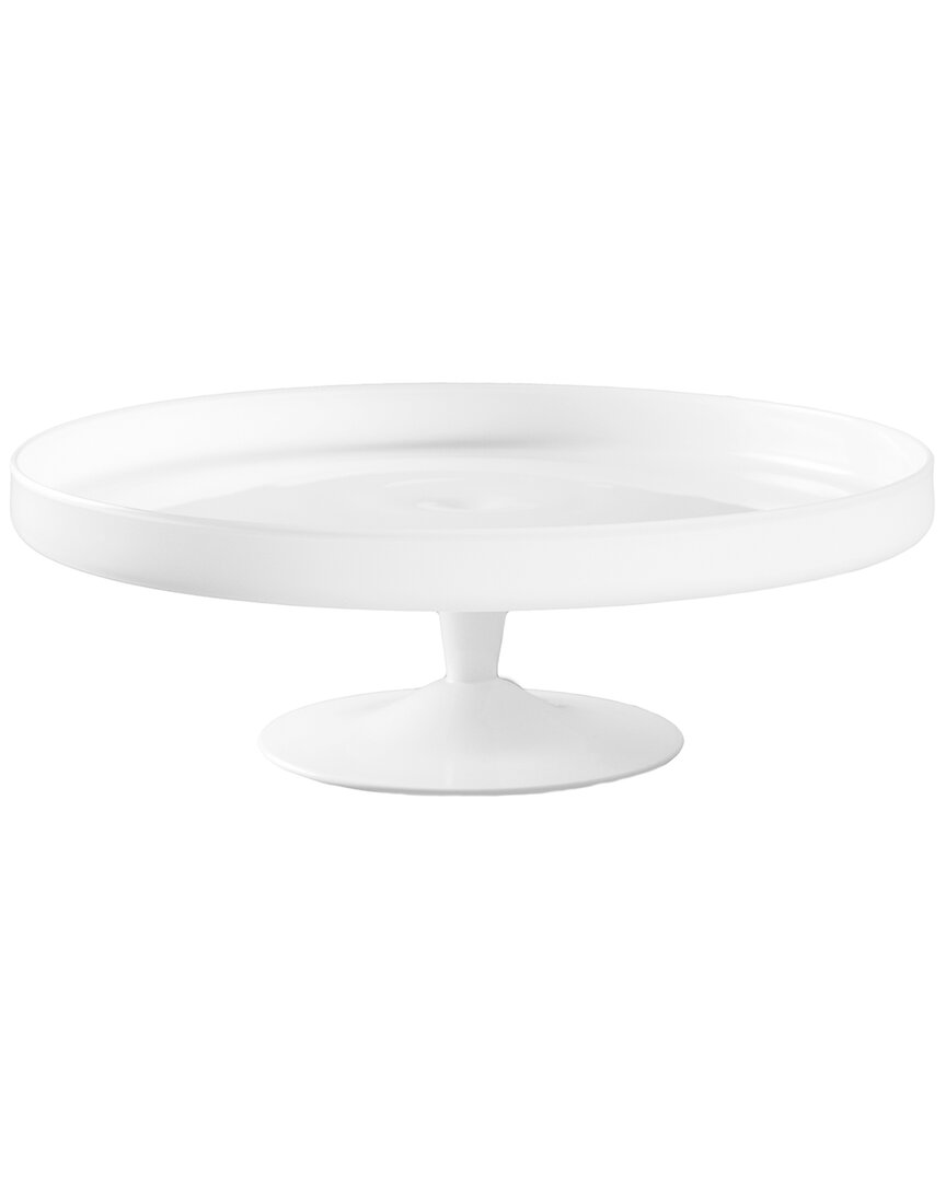 Barski Glass Opal Footed Cake Plate Stand In White
