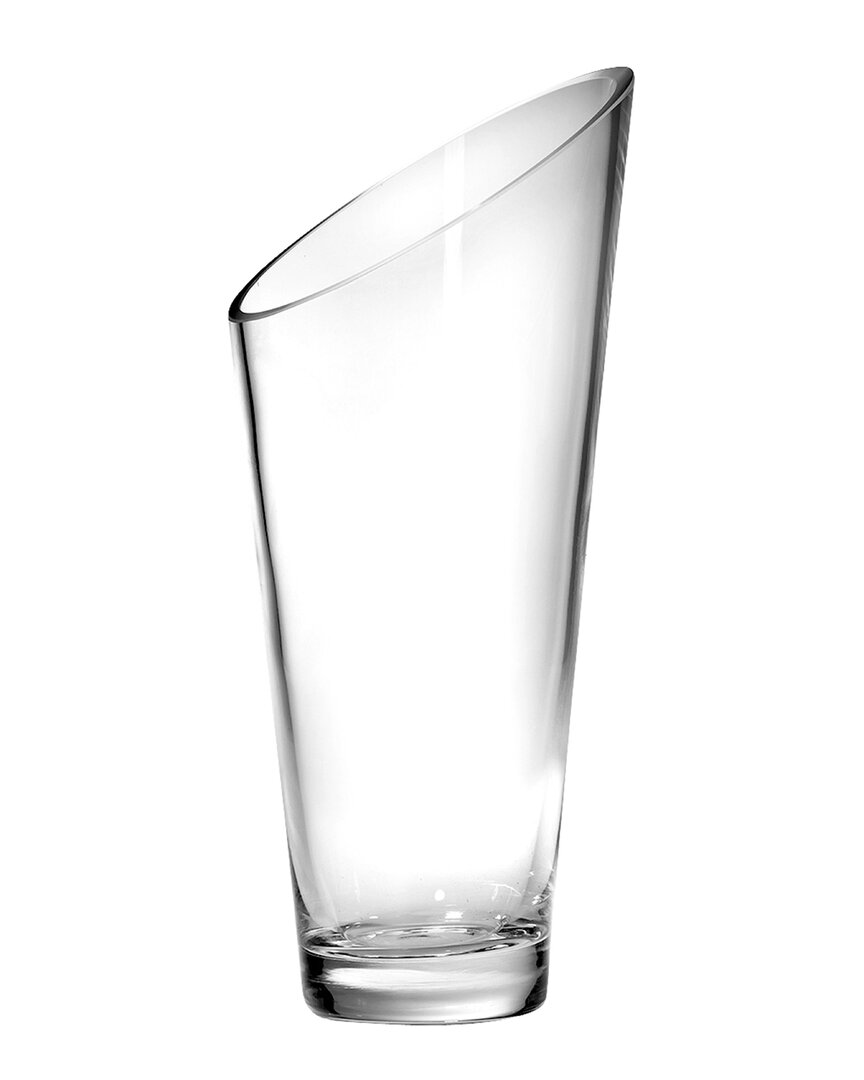 Barski Slant 8.25in Glass Vase In Transparent