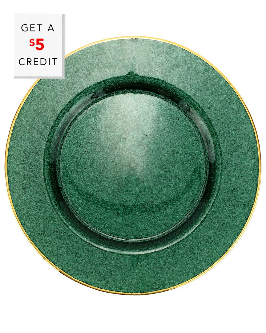 Vietri Metallic Glass Service Plate/charger With $5 Credit In Green