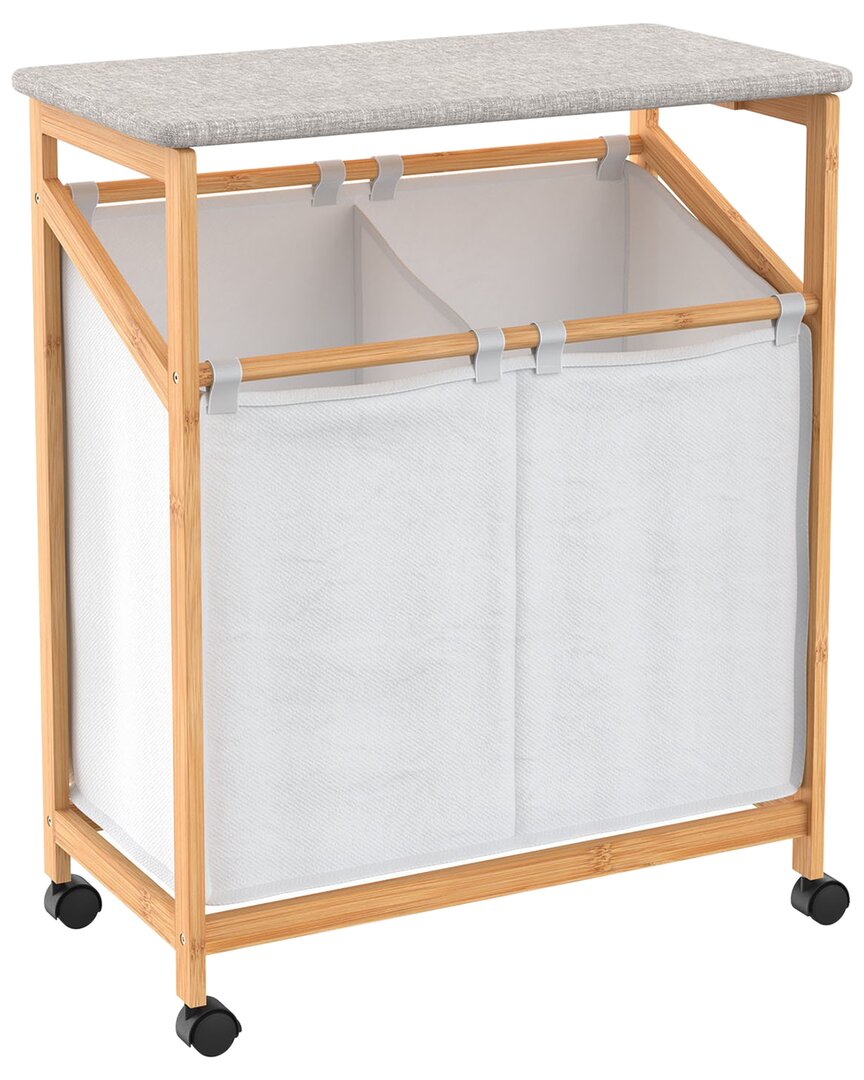 Closetmaid Fabric & Bamboo Laundry Hamper Storage Cart In Brown