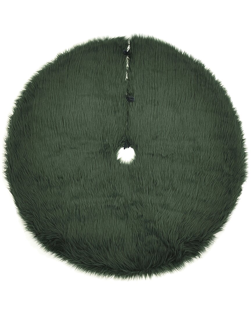 Momeni Furry Tree Skirt Modern Solid Rug In Green