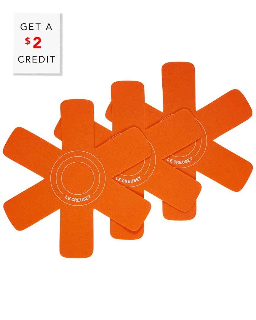 Le Creuset Flame Set Of 3 Felt Cookware Protectors With $2 Credit In Orange