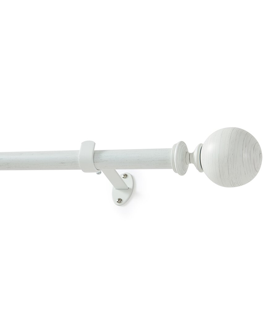 Threadmade Cordelia Single Curtain Rod With Globe Ball Finial In White