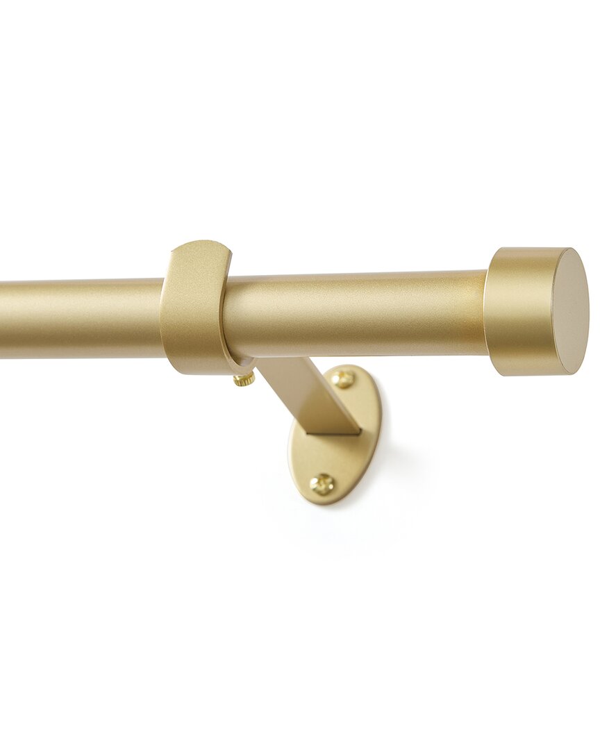 Threadmade Serena Single Curtain Rod With Contemporary Cap Finial In Gold