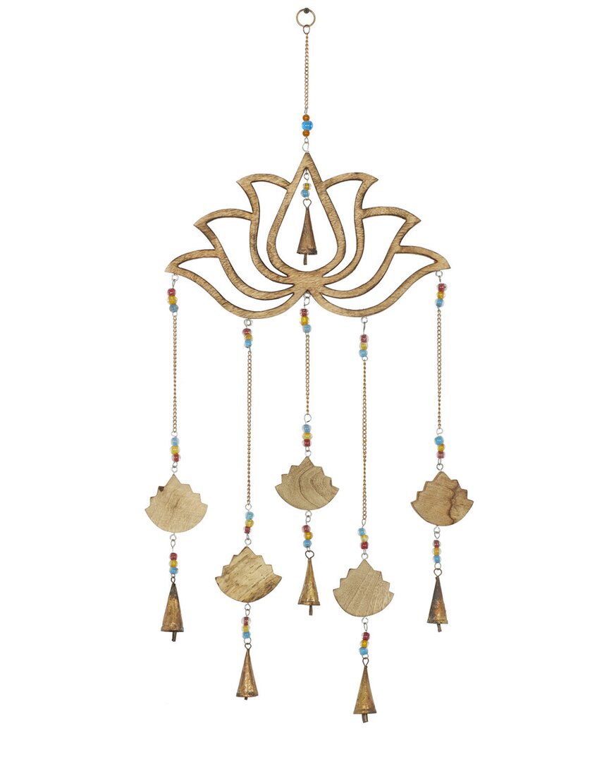 Peyton Lane Gold Mango Wood Eclectic Style Windchime