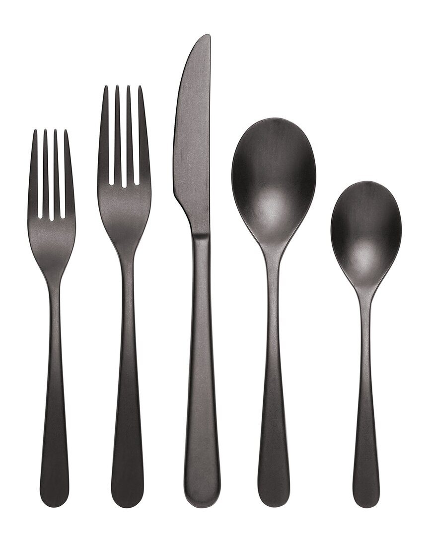 Oneida Kenbrook Tumbled 20pc Everyday Flatware Set In Black