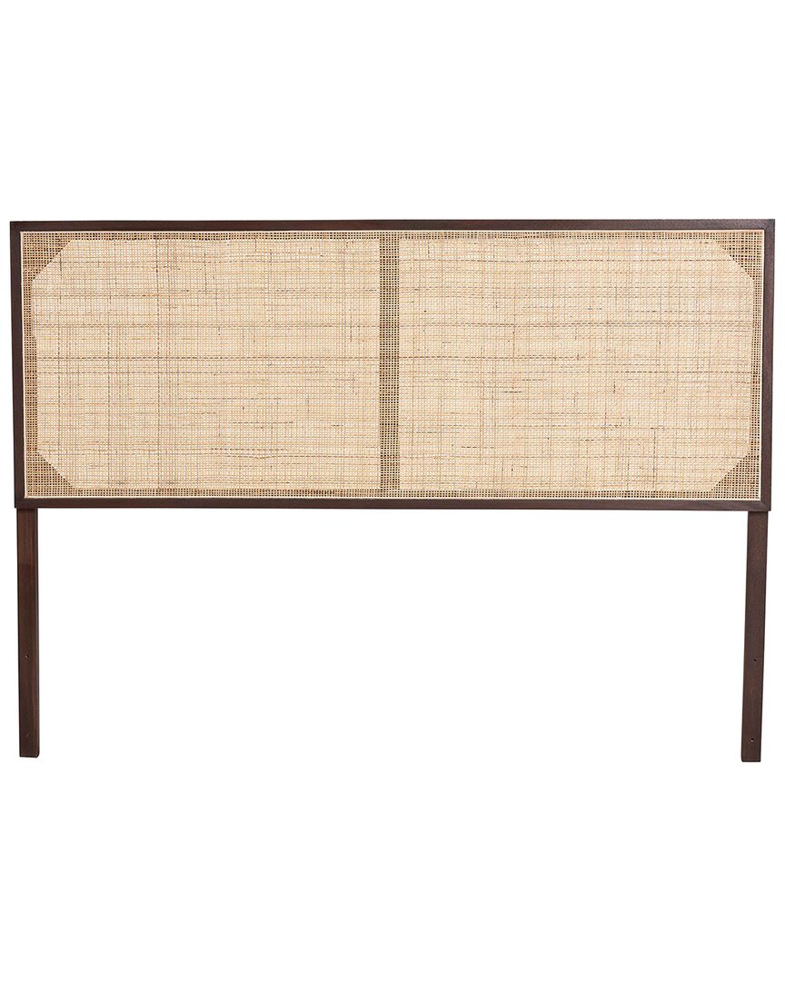 Baxton Studio Aurelia Modern Bohemian Bayur Wood & Rattan Queen Size Headboard In Brown