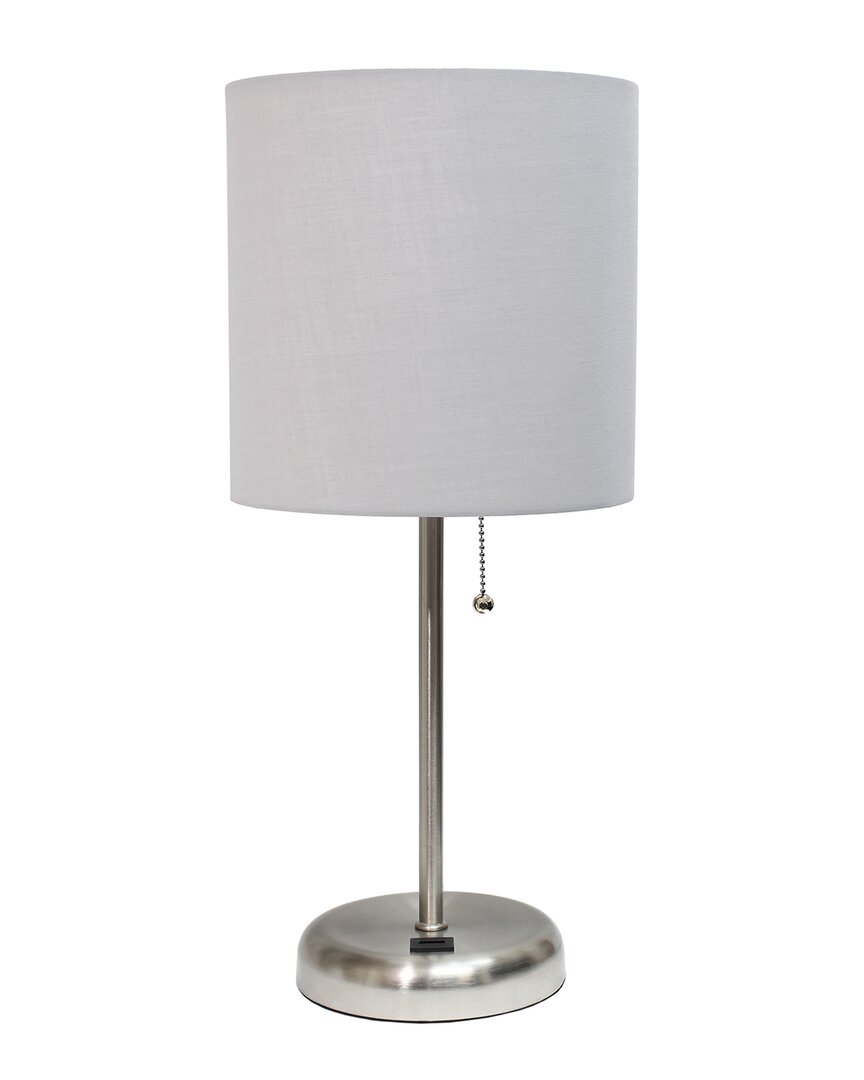 Lalia Home Oslo 19.5in Contemporary Bedside Usb Port Feature Standard Metal Table Desk Lamp In Silver