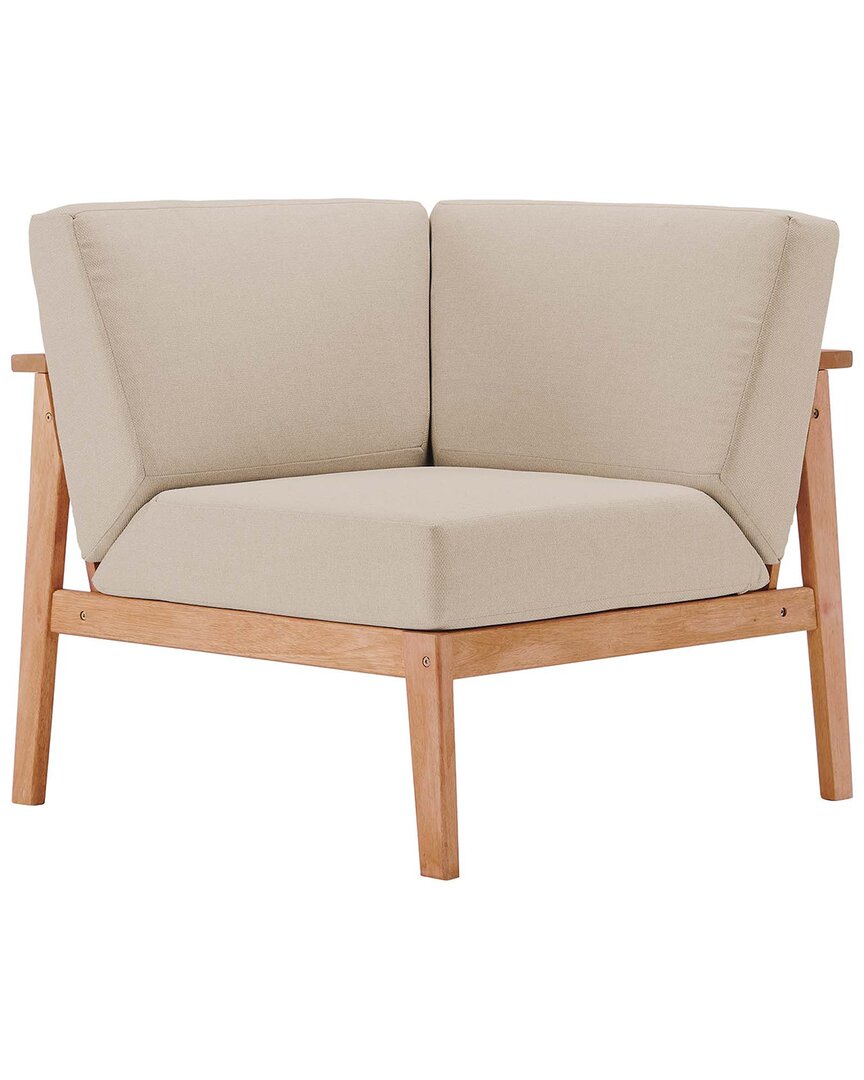 Modway Sedona Outdoor Patio Eucalyptus Wood Sectional Sofa Corner Chair In Brown