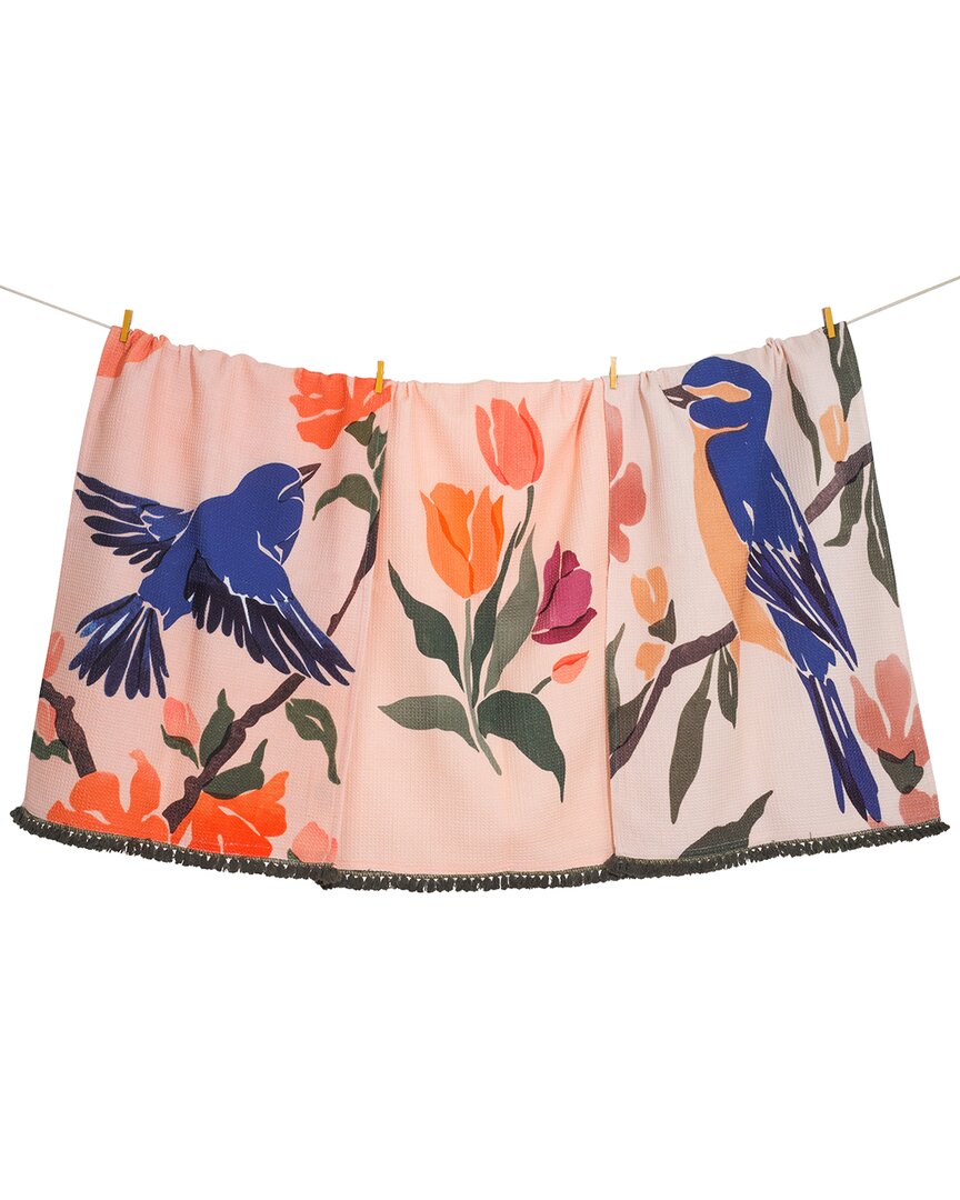 Tiramisu Bluebird Garden Kitchen Towel Set In Multi