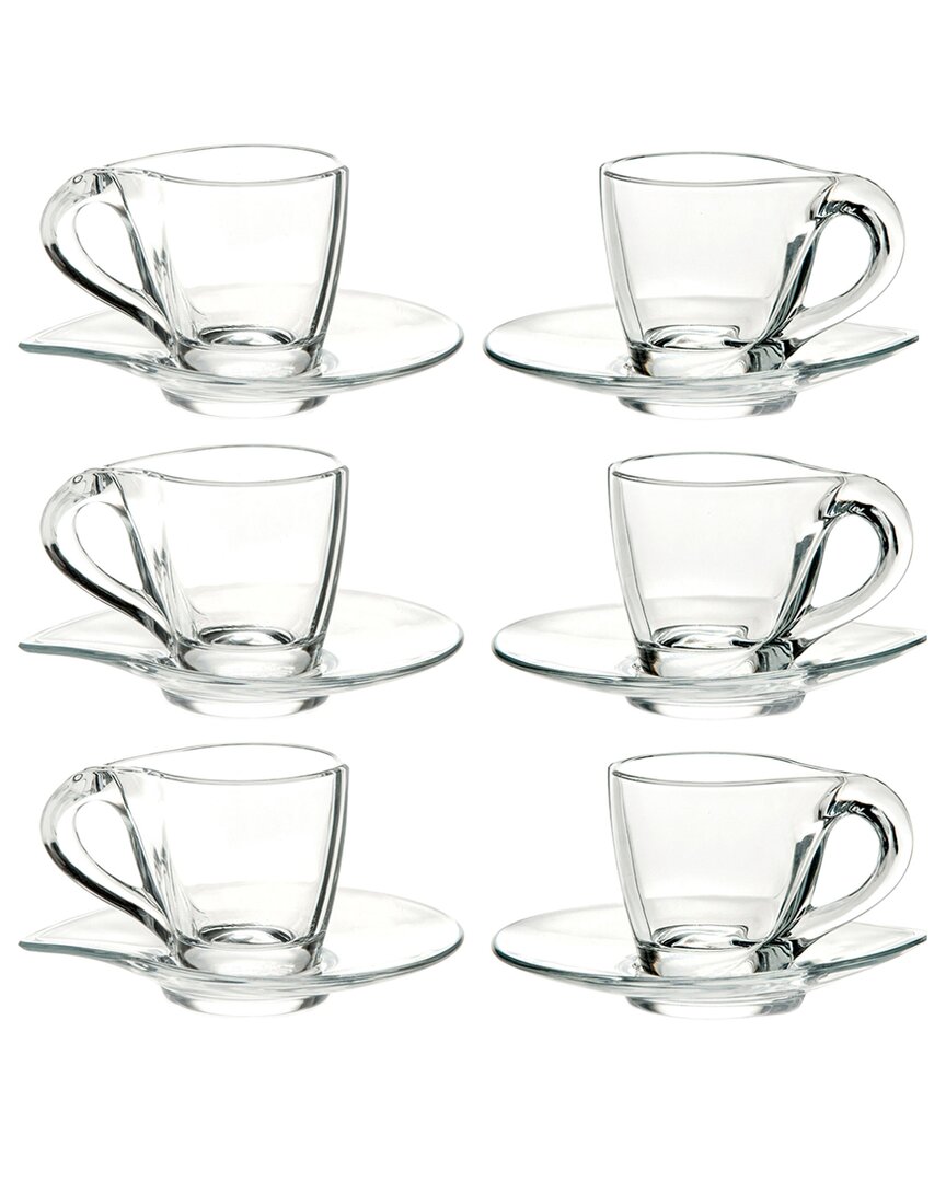 Shop Barski European 6pc Glass Espresso Cup With Saucer Set In Clear