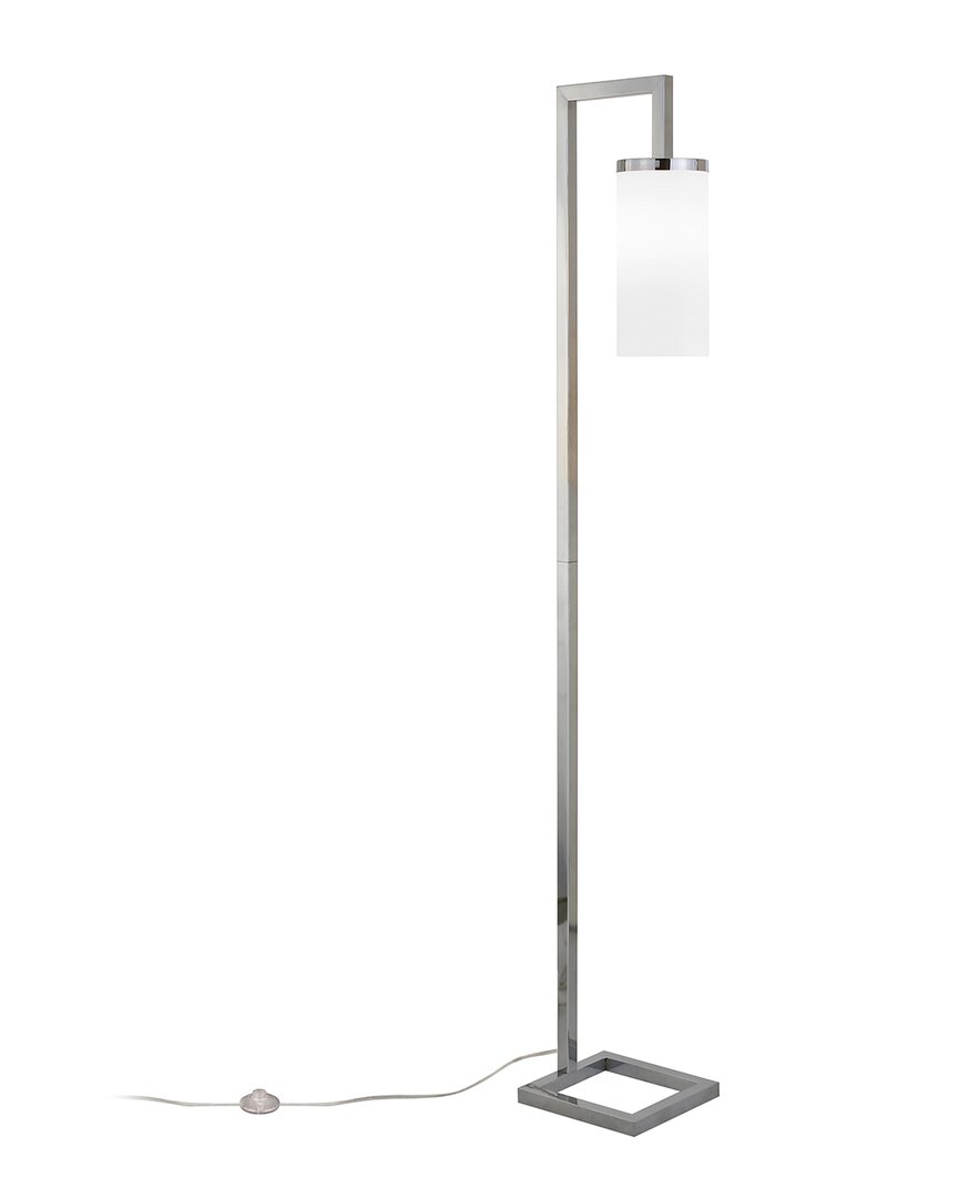 Abraham + Ivy Malva Polished Nickel Floor Lamp With White Milk Glass Shade In Silver