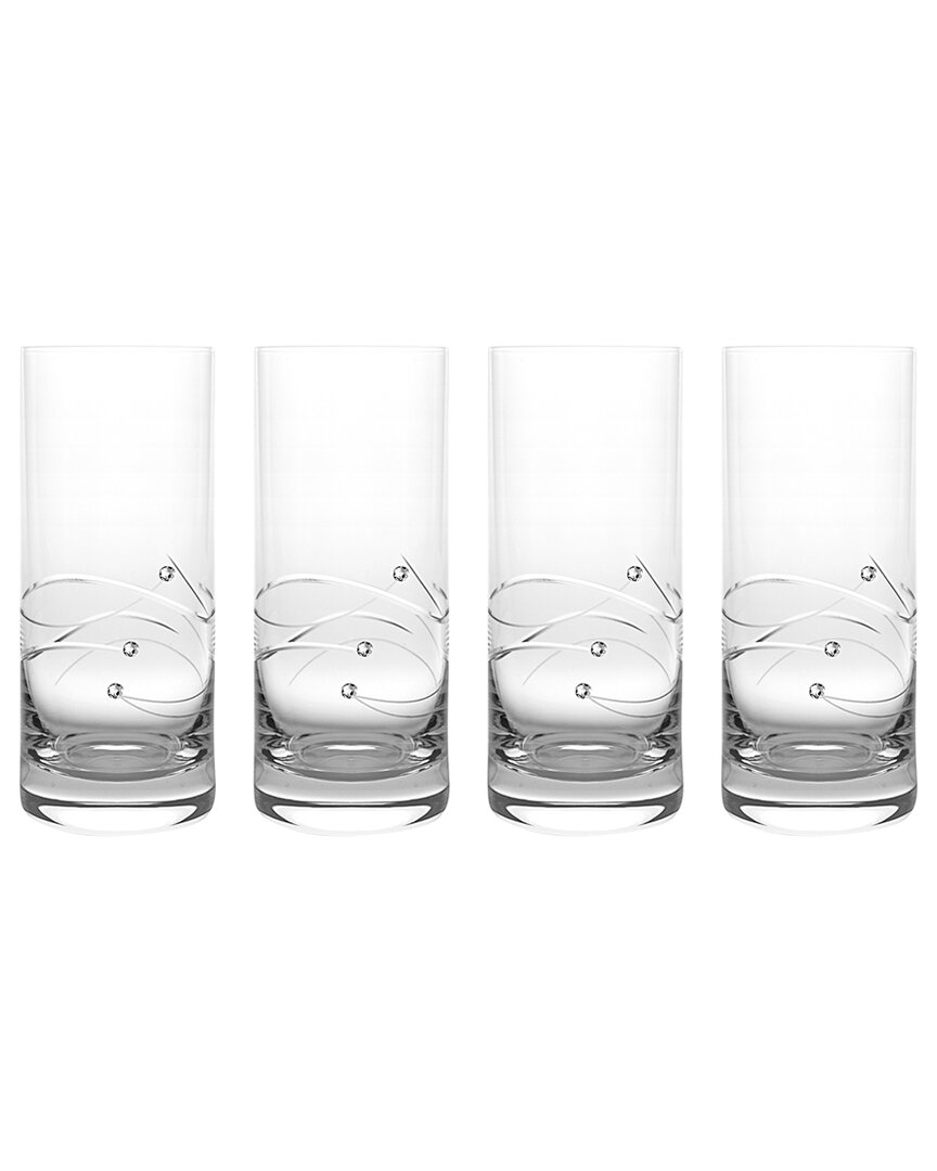 Barski European Handmade Crystalline Swarovski Glass Highball Glasses Set Of 4 In Clear