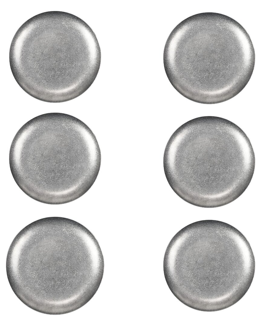 10 Strawberry Street Set Of 6 Moab Stainless Steel Coupe Dinnerware: 11.75in Round Plate