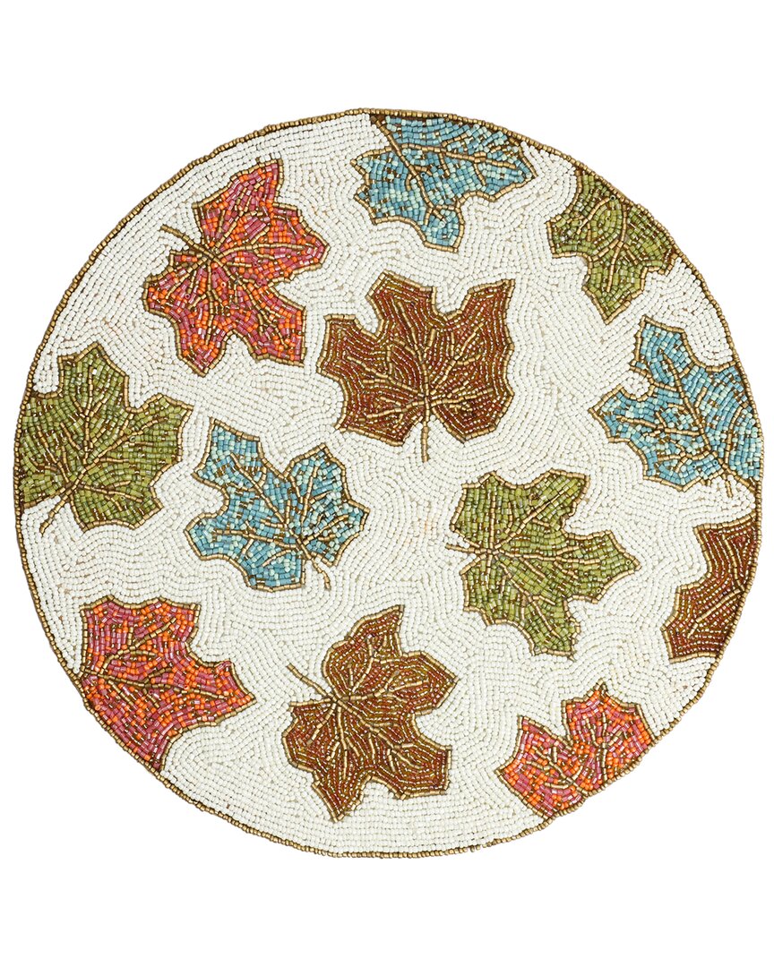 Tiramisu Autumn Leaf Beaded Placemat In Multicolor