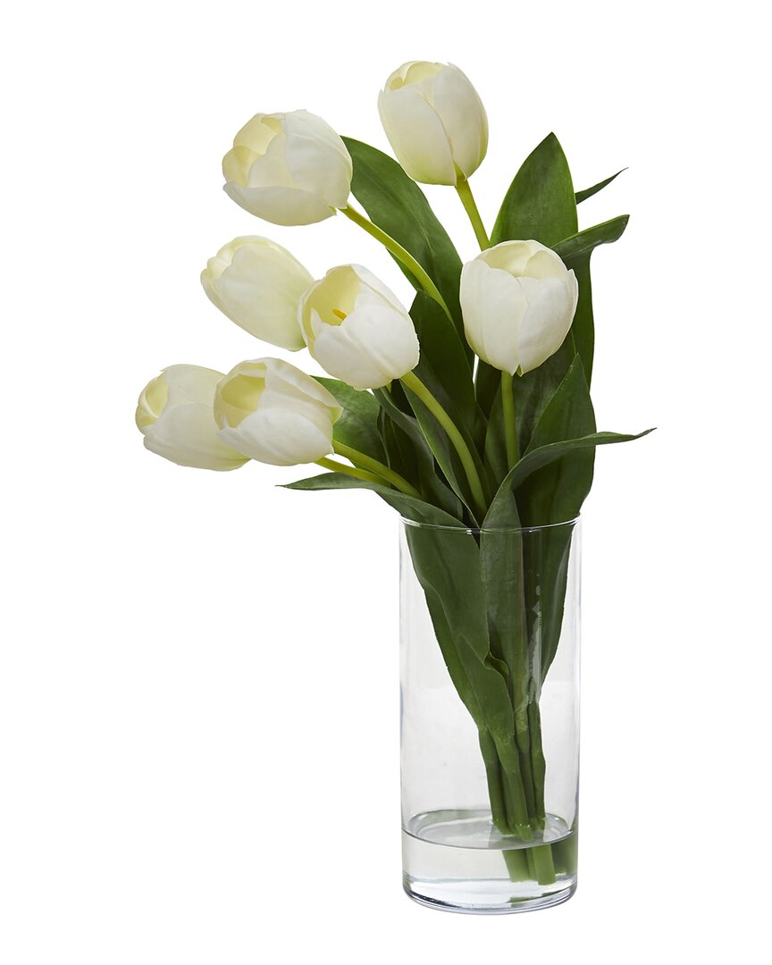 NEARLY NATURAL NEARLY NATURAL TULIP ARTIFICIAL ARRANGEMENT IN CYLINDER VASE