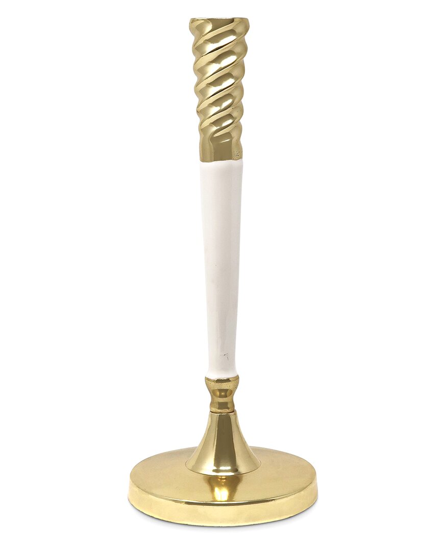 Shop Alice Pazkus Twisted Tapered Candle Holder In Gold