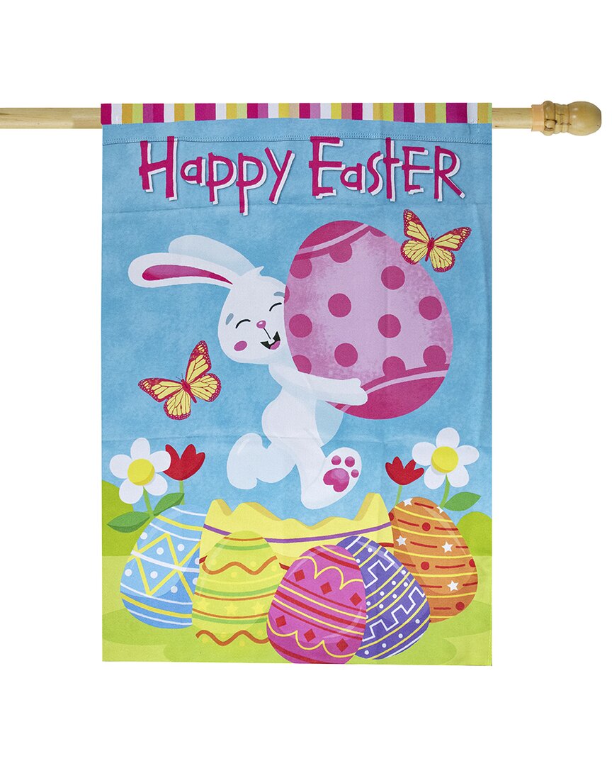 Shop Northlight Happy Easter Bunny & Eggs Outdoor House Flag In Pink