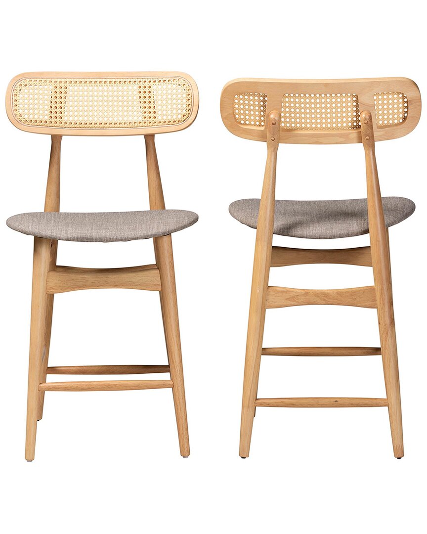 Baxton Studio Darrion Mid-century Modern 2pc Counter Stool Set