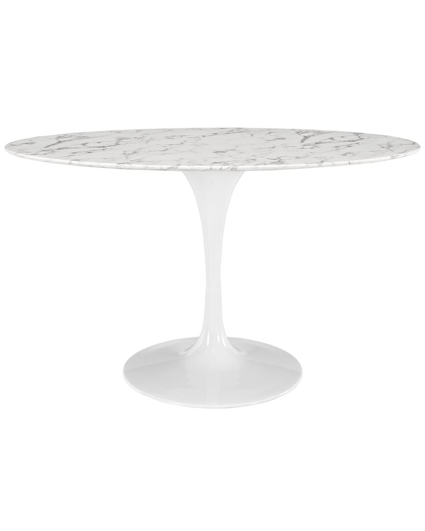 Modway Lippa 54in Oval Artificial Marble Dining Table In White