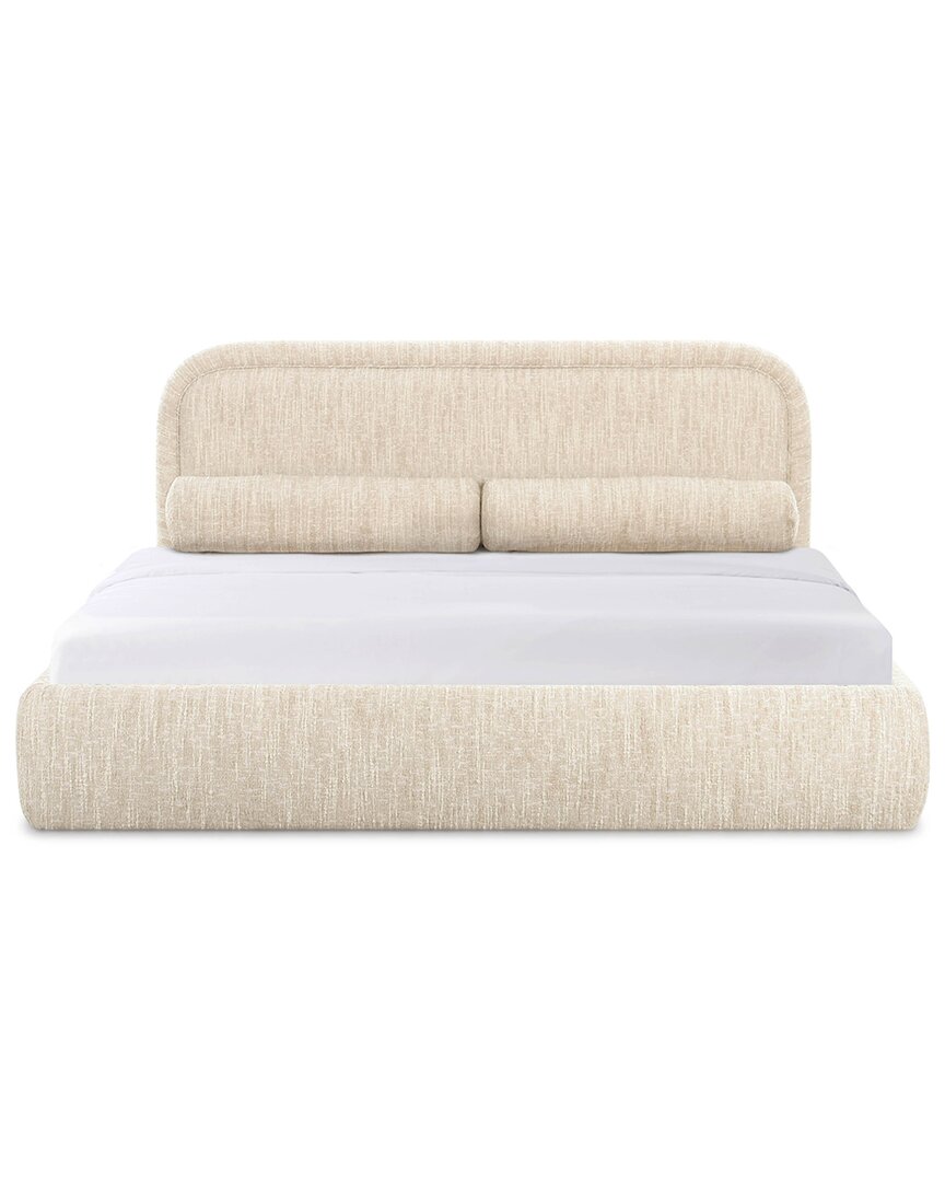 Tov Furniture Murielle Cream Heavy Knubby Boucle Queen Bed