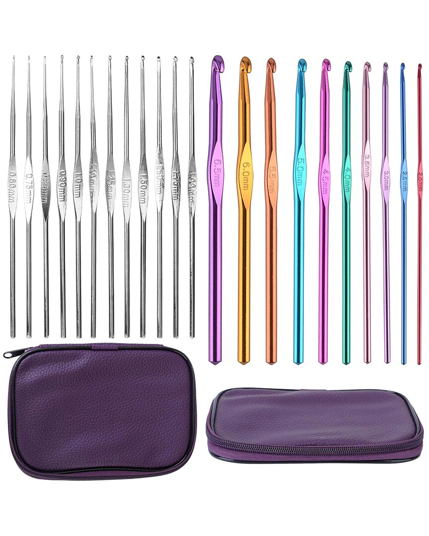 Fresh Fab Finds 22pc Crochet Hook Needles Sewing Kit (0.6mm-6.5mm) With Storage Case In Multi