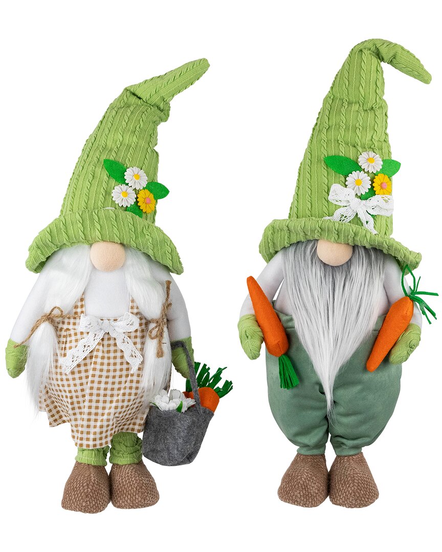 Northlight Set Of 2 Gardening Gnomes Easter Figurines In Green