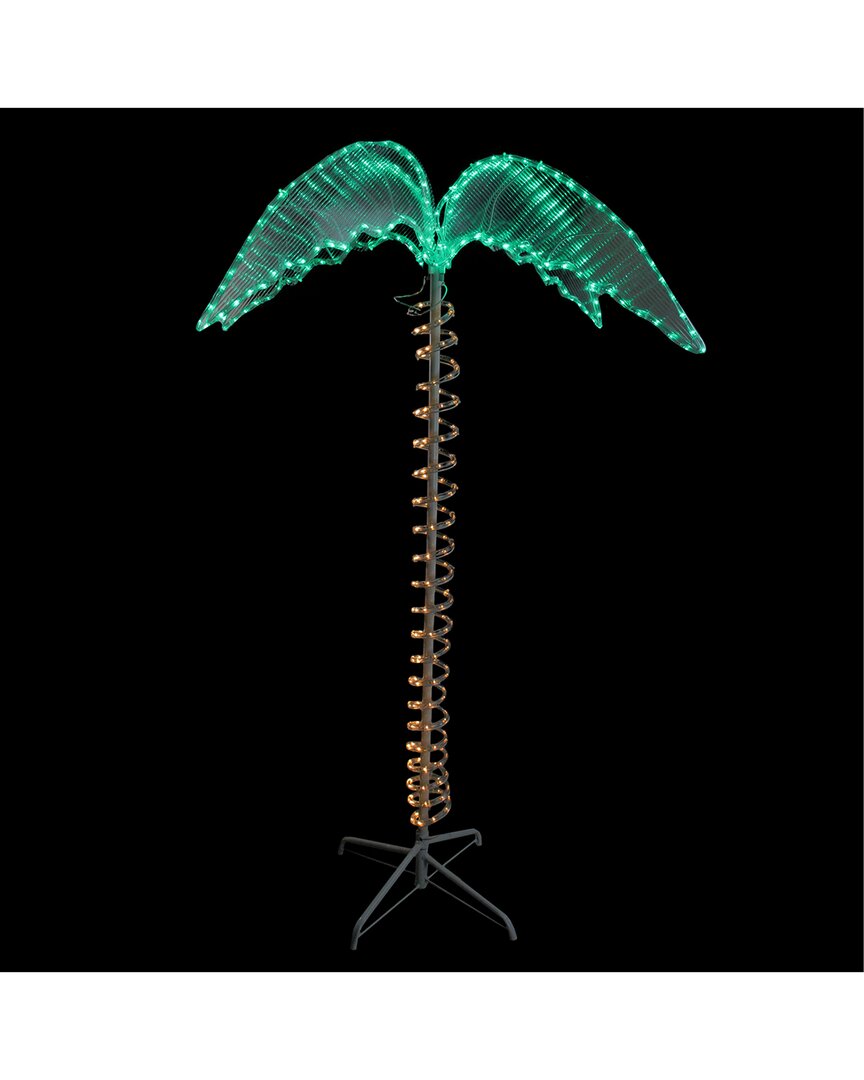 Northlight 4.5ft Green & Tan Led Palm Tree Outdoor Rope Light Silhouette In Brown