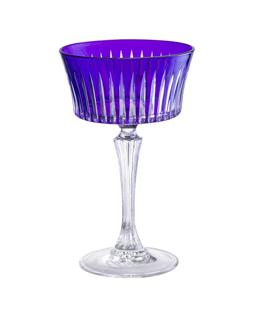 Barski Set Of 6 Colored Champagne Coupe Glasses In Purple