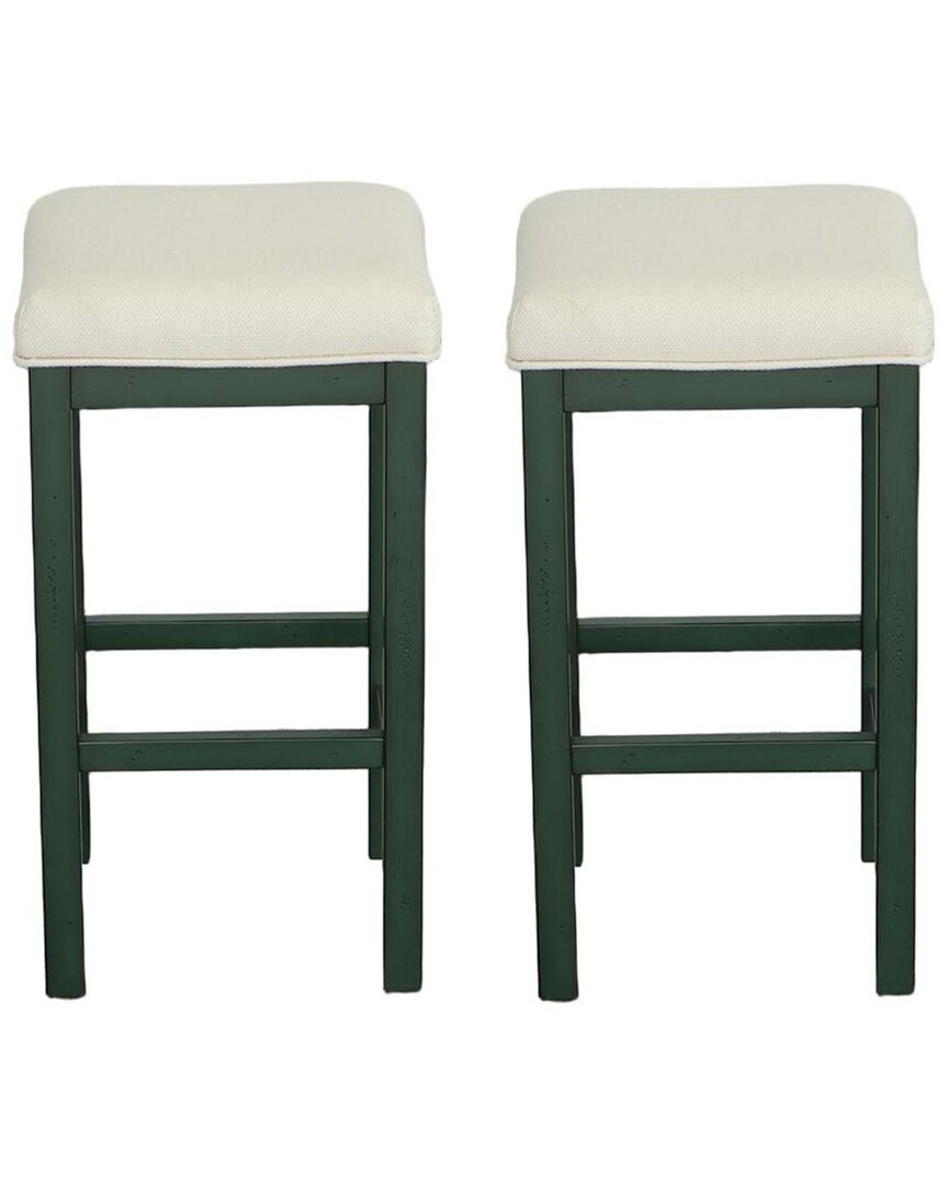 Progressive Furniture Set Of 2 Upholstered Counter Stools In Green