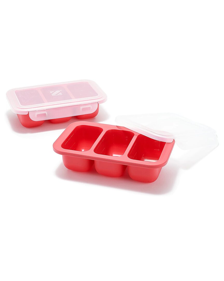 True & Tidy Red 3 Slots Silicone Freezer Trays (set Of 2)