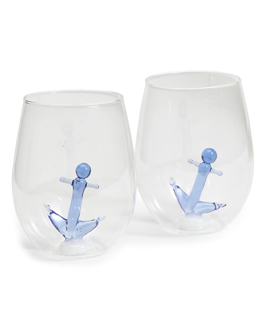 Shop Two's Company Anchors Away Stemless Wine Glass