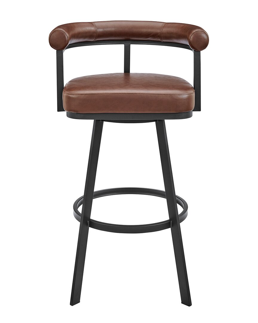 Armen Living Magnolia 26" Swivel Counter Stool In Metal With Faux Leather