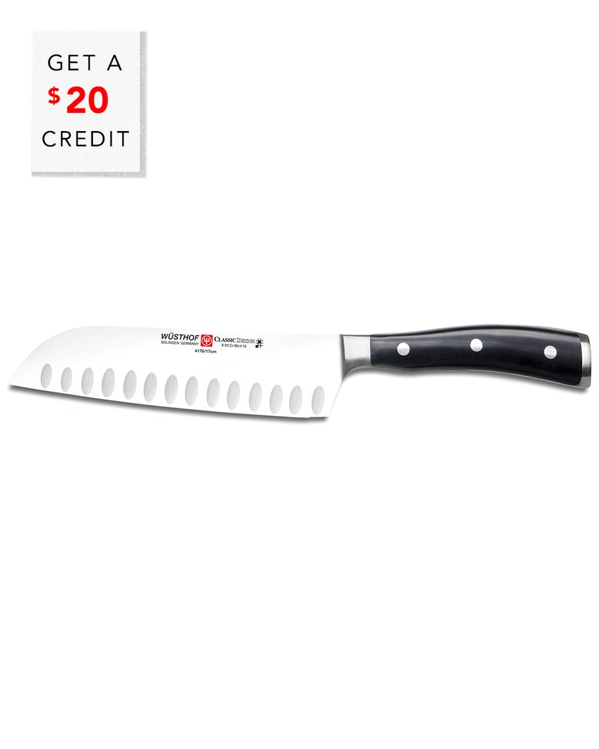 Wusthof 7in Classic Ikon Hollow Edge Santoku Knife With $20 Credit In Black