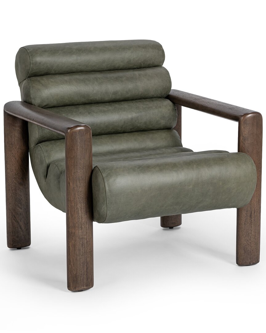 Classic Home Dahlia Top Grain Leather Accent Chair In Green