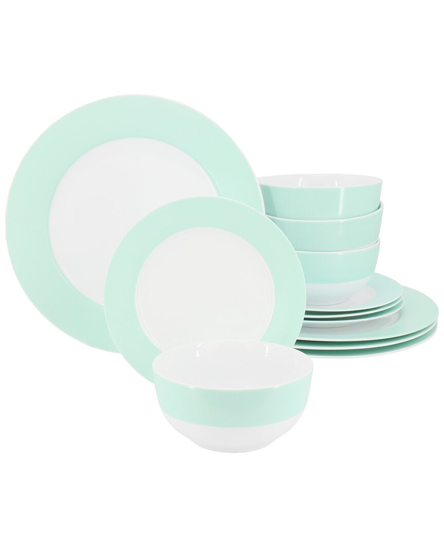 Martha Stewart 12pc Banded Fine Ceramic Dinnerware Set