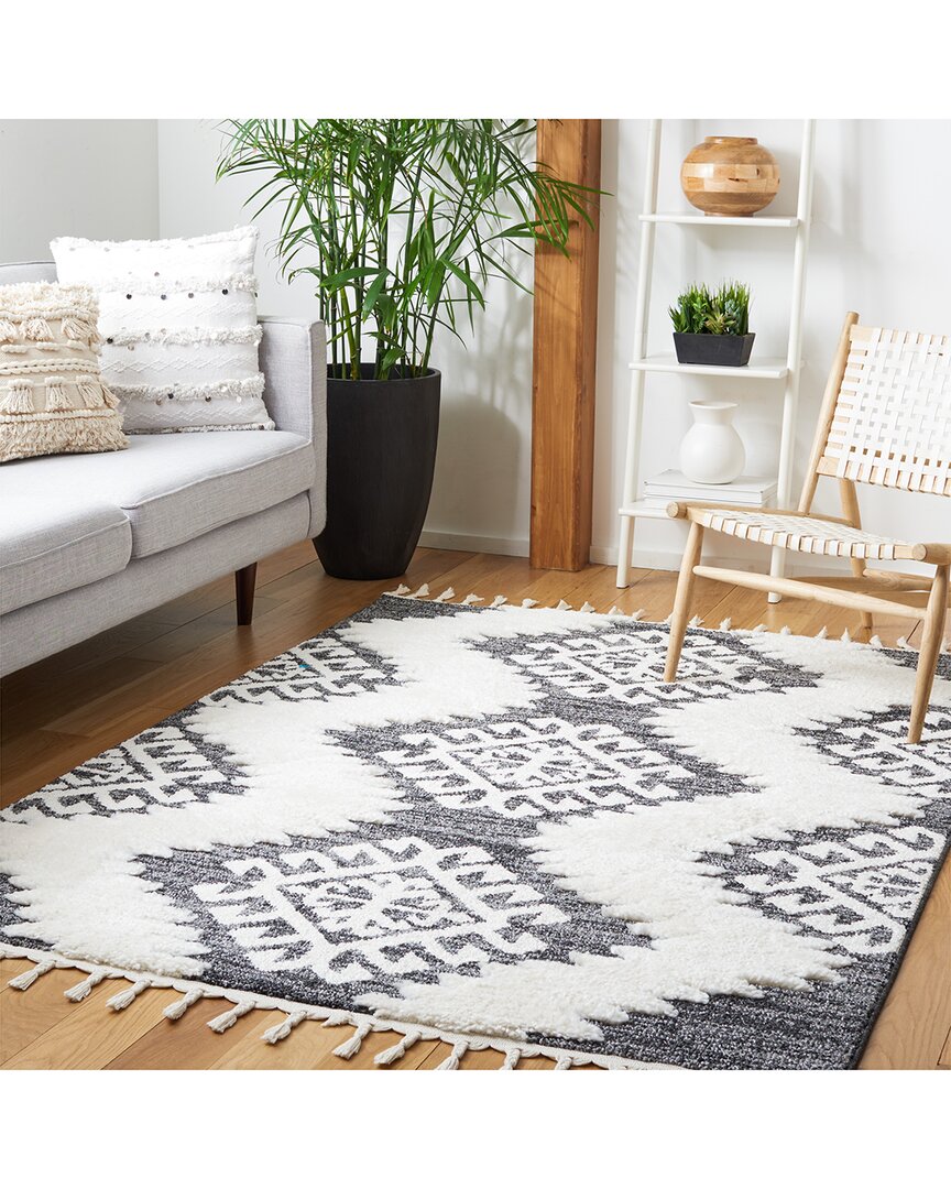 Safavieh Moroccan Tassel Shag Polypropylene Pile Rug In Gray