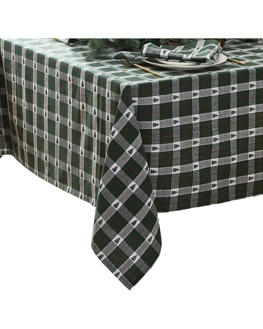 Elrene Home Fashions Sherwood Tree Dobby Cotton Rectangle Tablecloth In Green